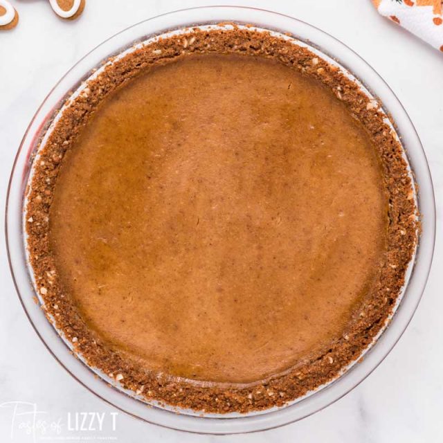 overhead view of baked butternut squash pie