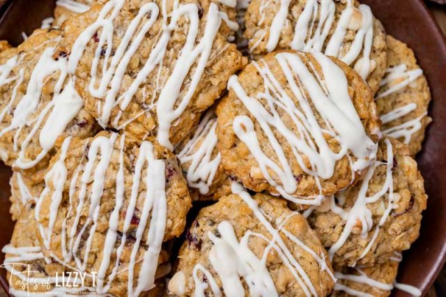 stack of cranberry oatmeal cookies