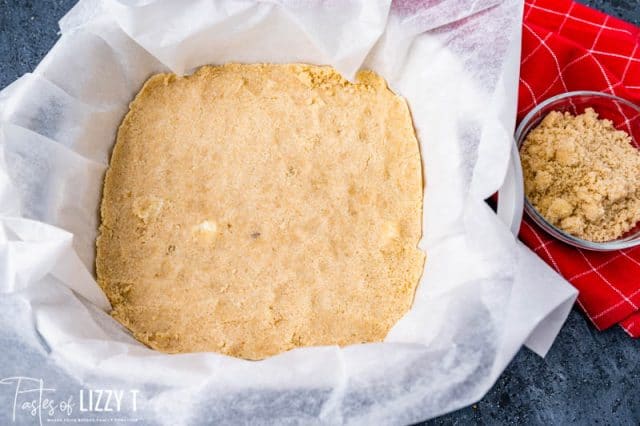 shortcake crust in a baking pan