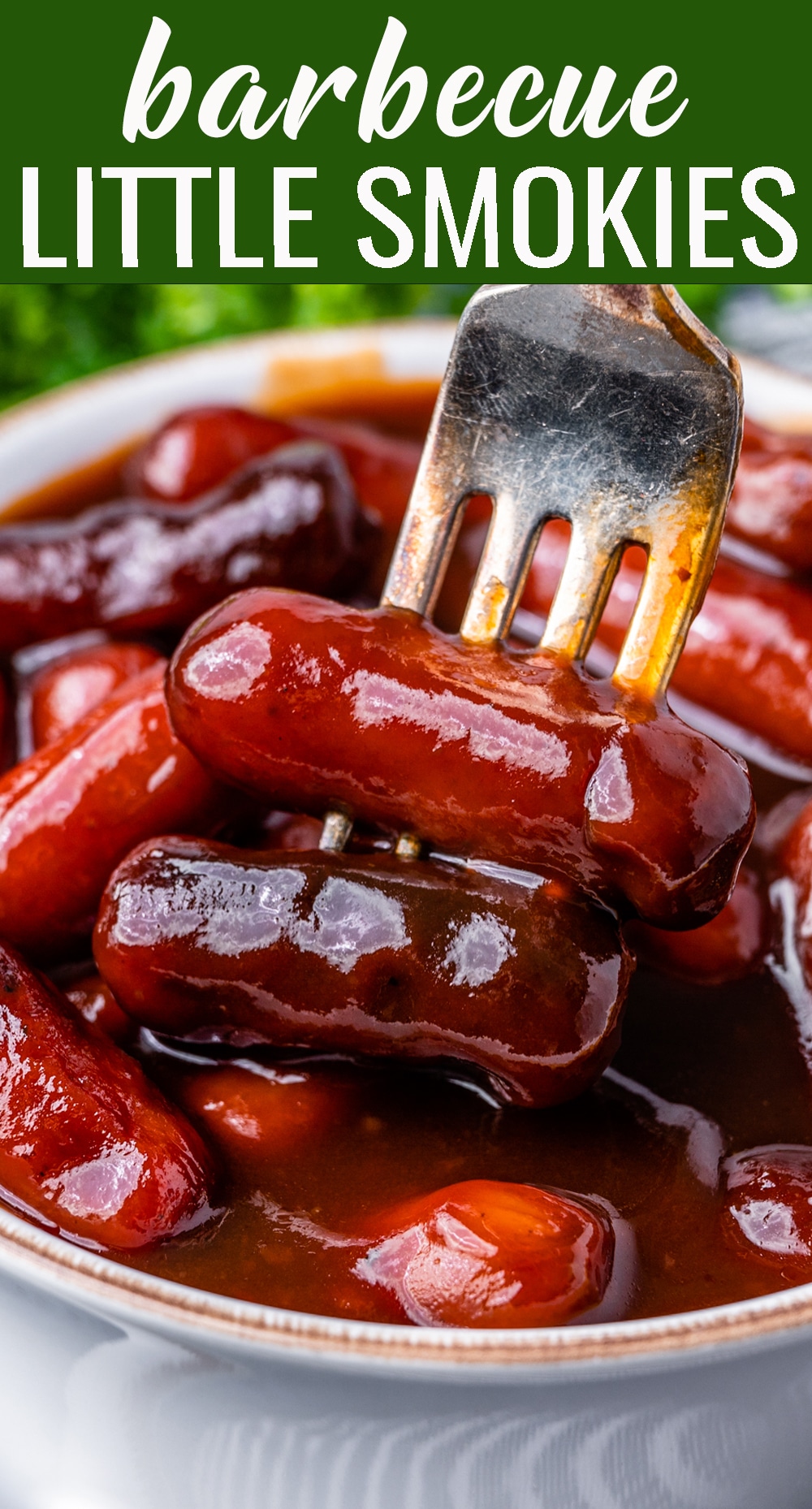Throw together a party appetizer everyone will love! These easy BBQ Lil Smokies take less than 10 minutes prep and have a deliciously sweet barbecue flavor. via @tastesoflizzyt