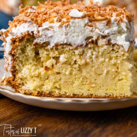 a piece of coconut cake on a plate