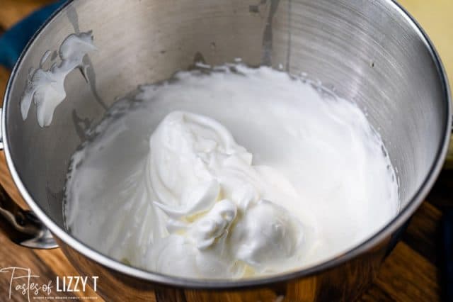 whipped egg whites in a bowl