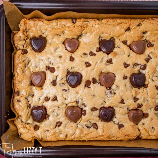 overhead view of congo bars in a baking pan