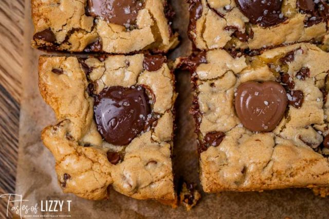 overhead view of melted cookie bars