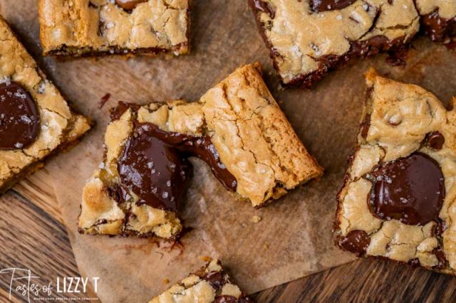 overhead view of melted cookie bars