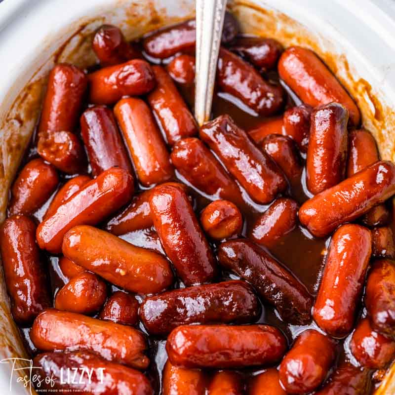 Easy BBQ Lil Smokies in the Crockpot Tastes of Lizzy T