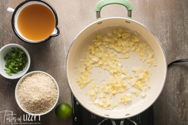 onion sauteed in a skillet