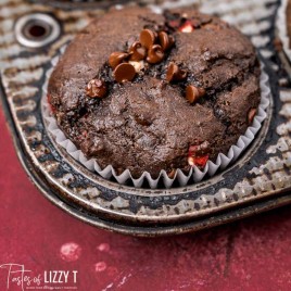 chocolate muffin in a pan