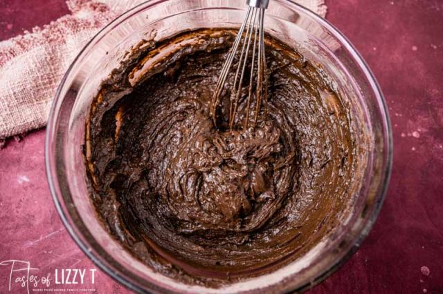 chocolate muffin batter in a bowl