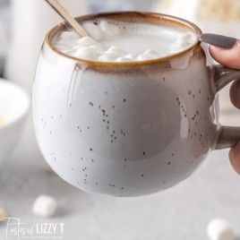 mug of white hot chocolate