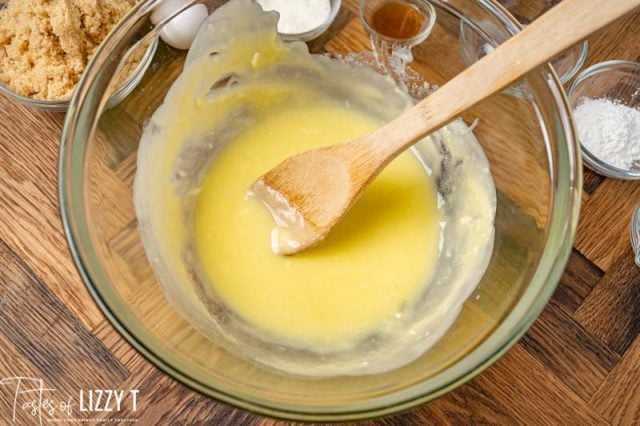 melted butter in a mixing bowl