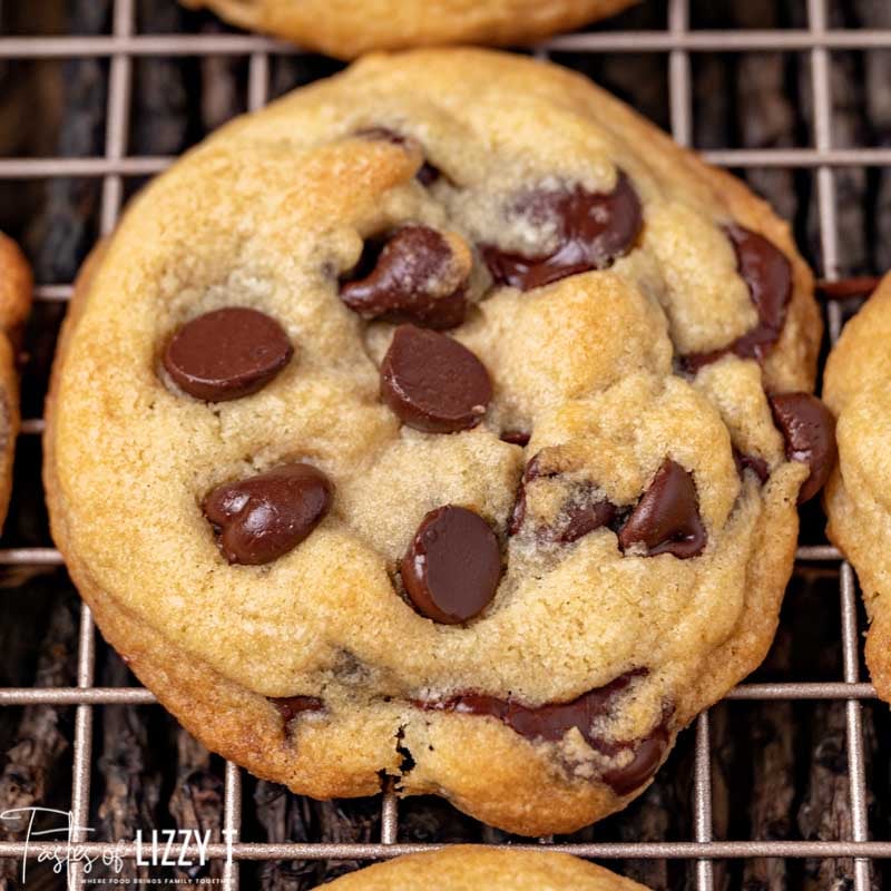 closeup of a cookie on a wire rack