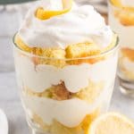 lemon jello trifle in a small serving cup