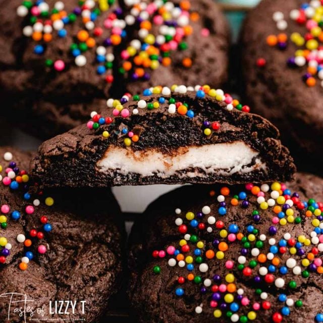 peppermint patties inside chocolate cookies