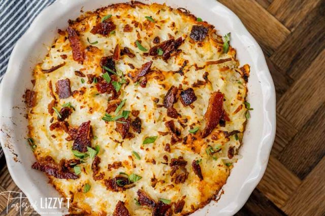 overhead view of potato casserole