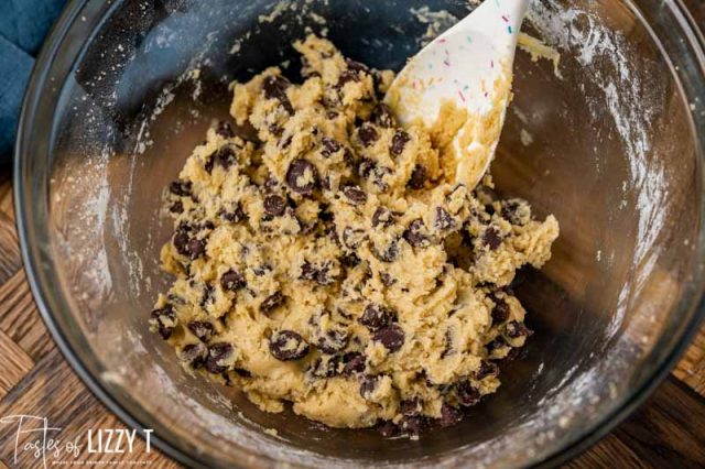 cookie dough in a mixing bowl