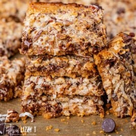 stack of coconut cookie bars