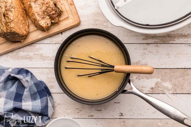 pork gravy in a saucepan