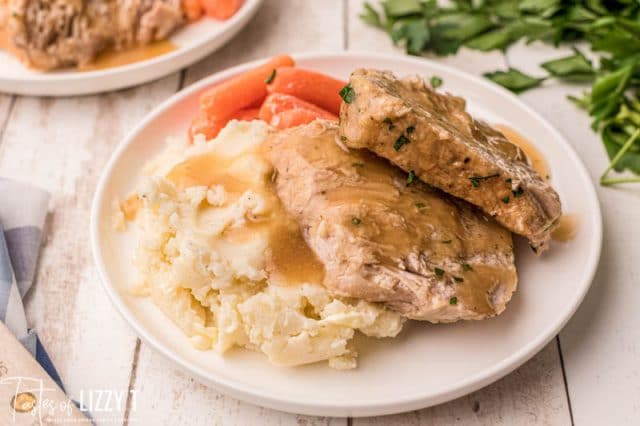 pork loin and potatoes on a plate