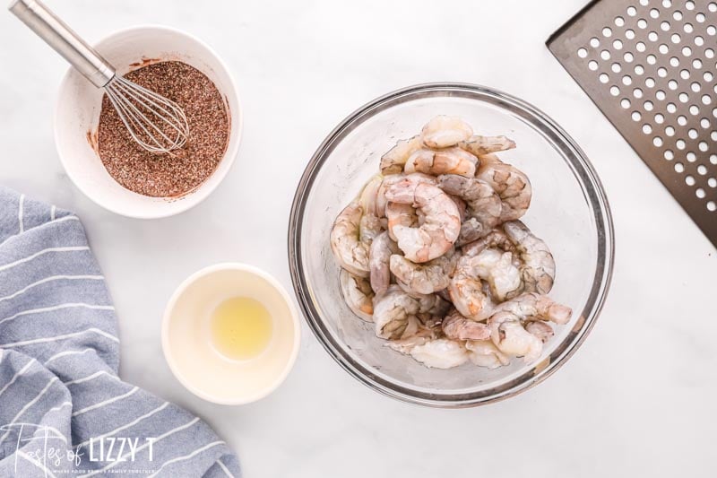 ingredients for smoked shrimp on a table