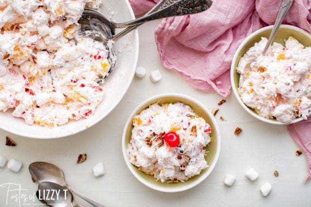 overhead view of ambrosia salad