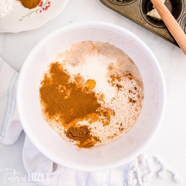 unmixed french toast egg mixture in a bowl