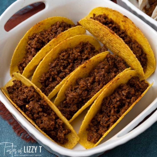 hard taco shells filled with meat