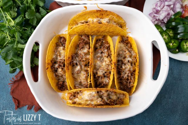 oven baked tacos in a pan