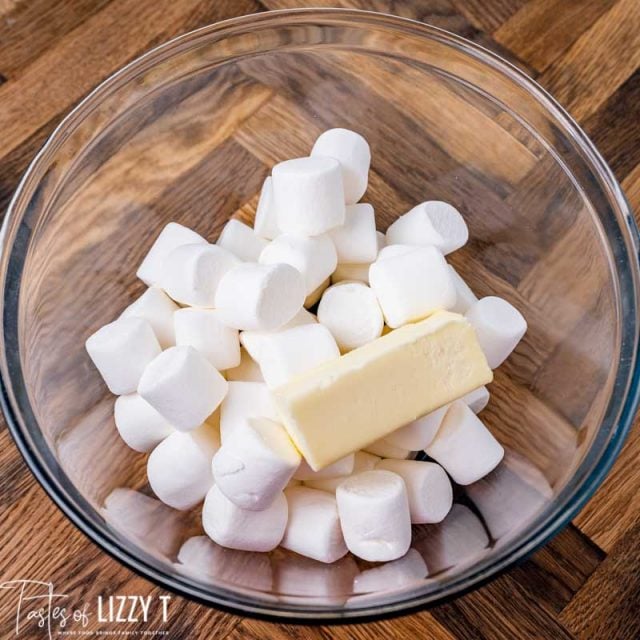 butter and marshmallows in a bowl