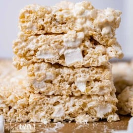 stack of marshmallow rice krispie treats