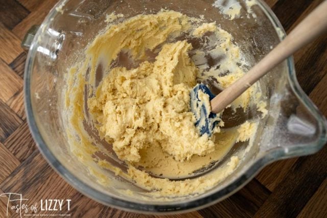 sugar cookie dough in a mixing bowl