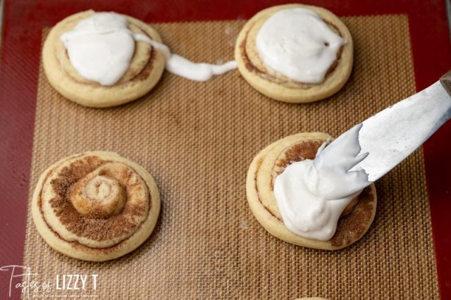 knife frosting cinnamon cookies