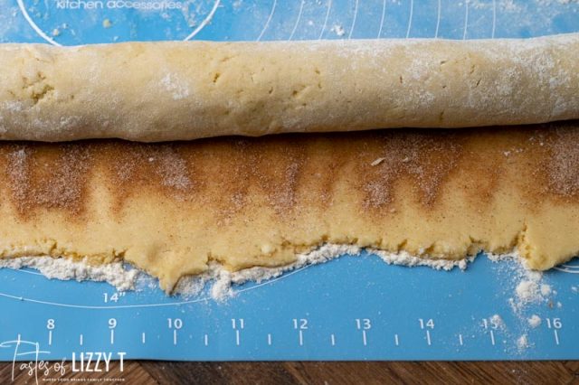 rolling up cinnamon sugar cookies