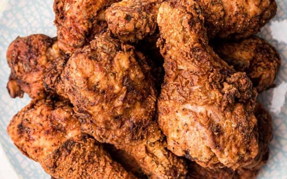 closeup of fried chicken