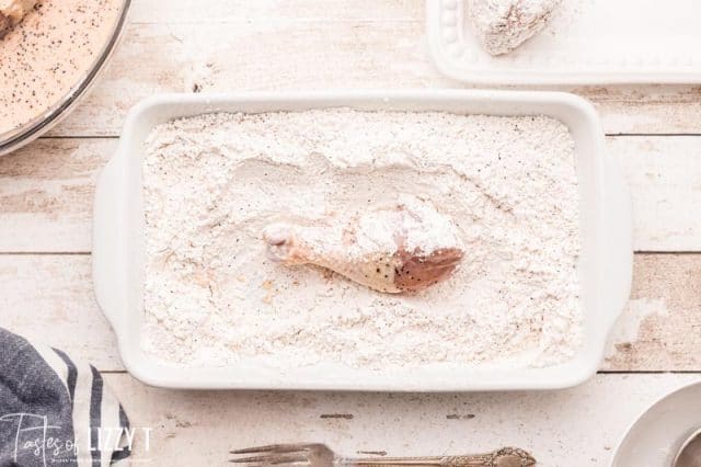 chicken drumstick in seasoned flour