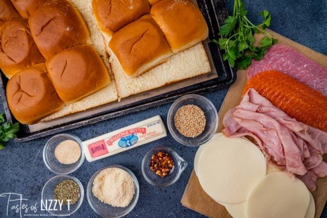 ingredients for pizza slider sandwiches