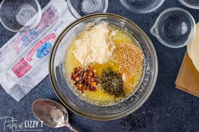 butter and seasonings in a mixing bowl