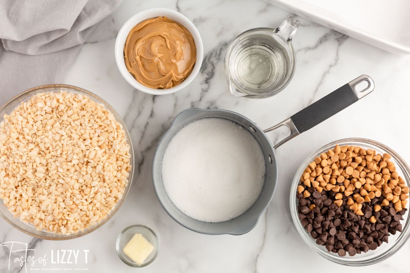 ingredients for scotcheroos on a table