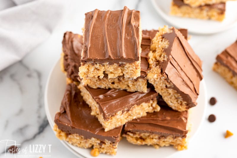 plate full of chocolate cereal bars