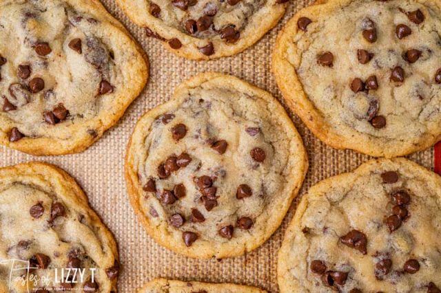 chocolate chip cookies on a baking sheet