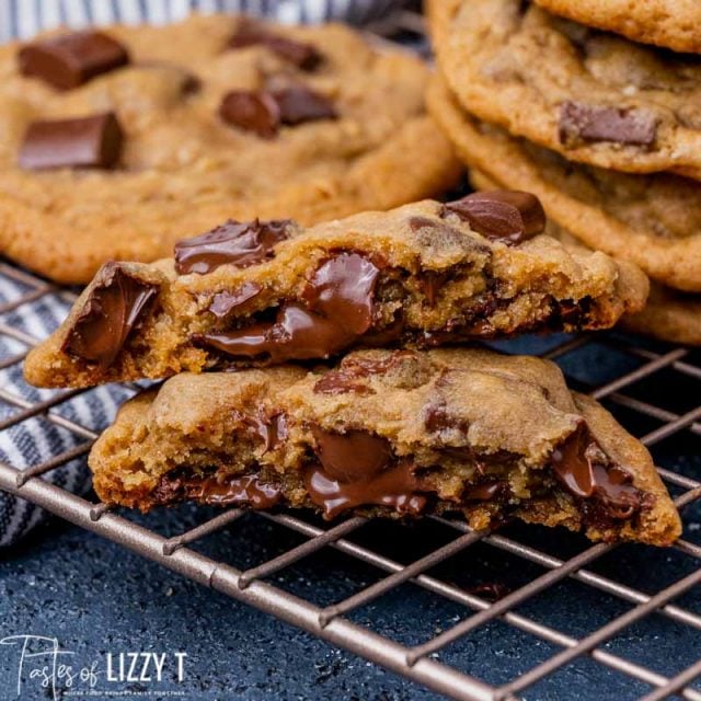 a broken cookie on a wire rack