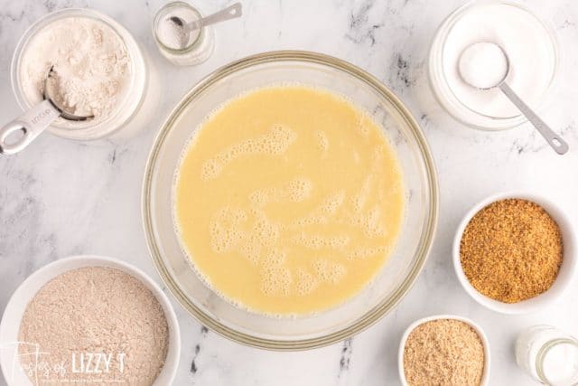 ingredients for waffles on a table