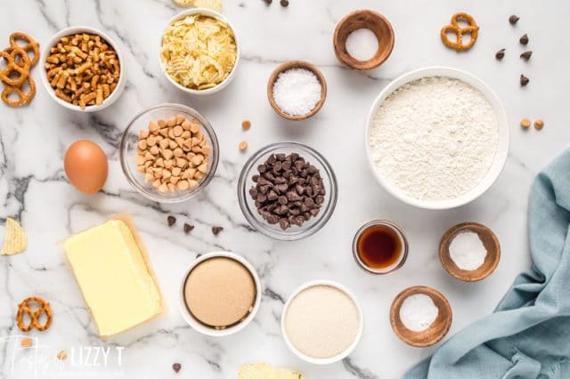 ingredients for kitchen sink cookies on a table