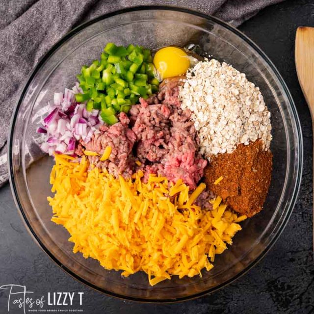 ingredients for meatloaf in a bowl