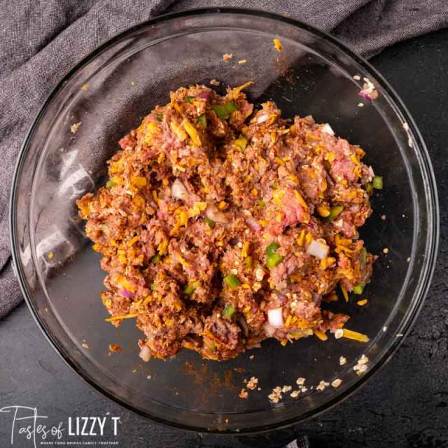 mixed ground beef mixture in a bowl