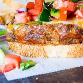 mexican meatloaf with pico de gallo on bread