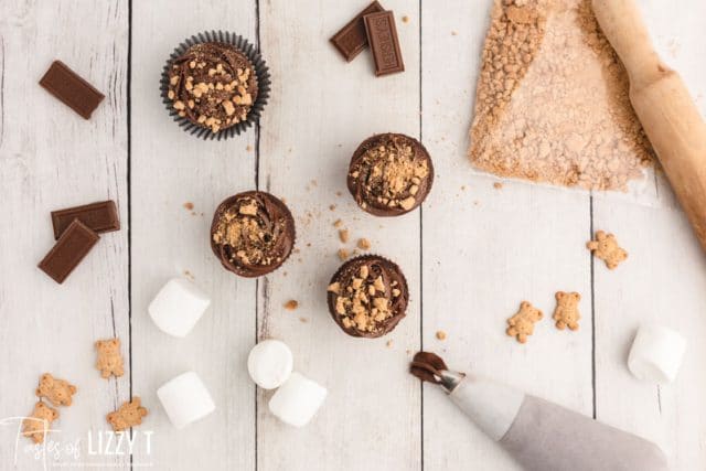 chocolate cupcakes with graham crackers