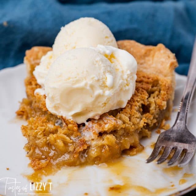 oatmeal pie with ice cream on a plate