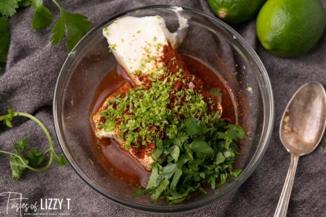 ingredients for chili lime butter in a bowl