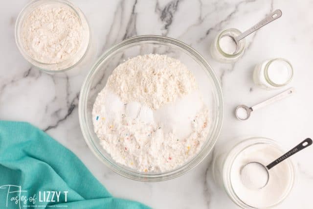 dry ingredients for pancakes in a bowl